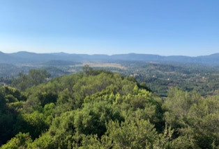 Blick ins grüne Innere der Insel Korfu