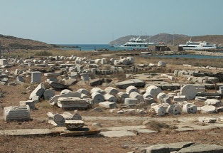 Delos. Griechische Insel mit antiken Stätten.