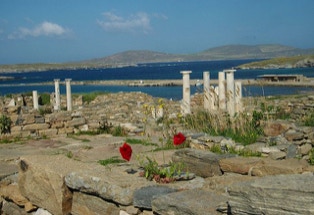 Delos. Griechische Insel mit antiken Stätten.